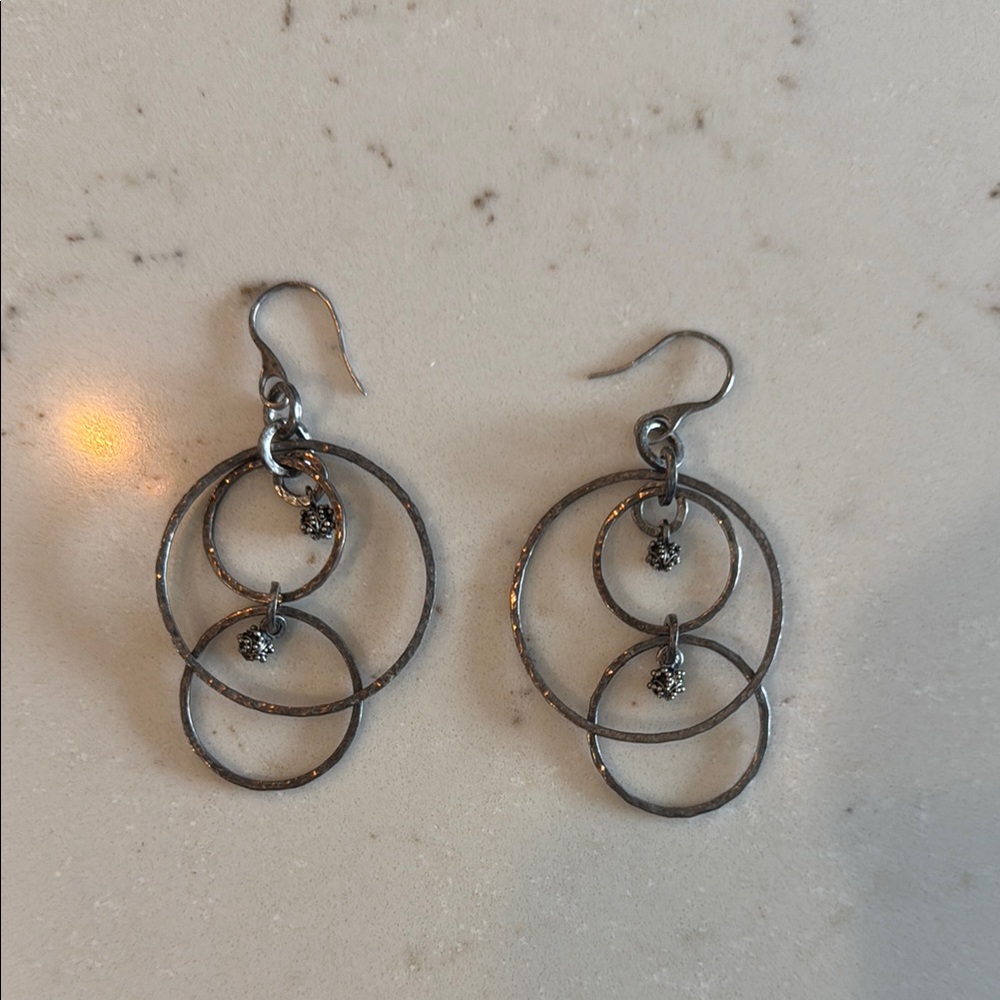 Elegant Silver Hoop Chandelier Earrings